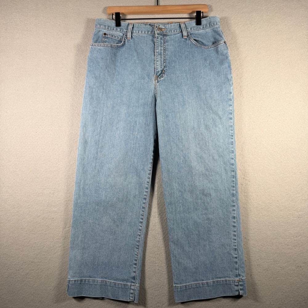 Eddie Bauer Womens 14T Wide Leg Jeans Light Wash High Rise Denim Pants 5403